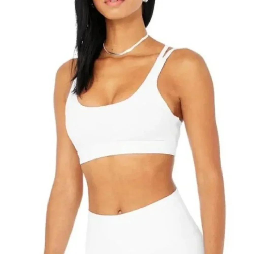 ALO Yoga Airbrush Suspension Bra Size L White EUC - Picture 11 of 12